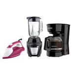 Combo Black+Decker Plancha Ir1850, Cafetera Cm0916b, Licuadora Bl0876-1bdla