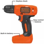 Taladro Atornillador Black+Decker Inalambrico USB 8v Ion Litio LED 3/8 Pulg. ...