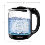 Tetera Electrica Chefman Inalambrica 1.7lts Luz LED Jarra de Cristal Negro