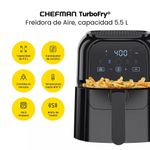 Freidora de Aire Turbofry Chefman 5.5lts 1500w Pantalla Touch-indicador Shake...