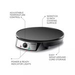 Crepera Chefman 12pulg. Redondo 1000w Ctrl Temperatura Antiadherente Negro