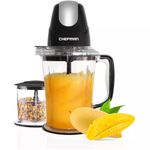 Licuadora Todo en 1 Chefman 400w Dos Vasos Cuchillas Cuadruples con Tapa Negro