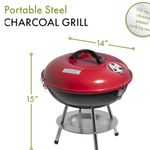 Parrilla de Carbon Cuisinart 14 Pulg. Portatil Sist. Ventilacion Dual Roja-negra