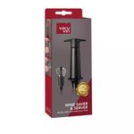 Bomba Al Vacio Vacu Vin 1 Tapon y Vertidor para Consevar Vino Color Negro