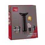 Bomba Al Vacio Vacu Vin Concerto 3 Tapones 1 Vertidor de Vino Color Negro