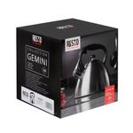Tetera Clasica Resto Con Silbador 2.7 Lts Acero Inoxidable Induccion Blanca