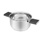 Olla Resto 1.6lts Asas Plegables-Tapa Vidrio Templado 16 Cm Induccion  Acero Inox