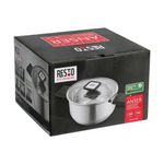 Olla Resto 1.6lts Asas Plegables-Tapa Vidrio Templado 16 Cm Induccion  Acero Inox