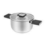 Olla Resto 5,8 Lts Asas Plegables-Tapa Vidrio Templado 24 Cm Induccion  Acero Inox