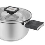 Olla Resto 5,8 Lts Asas Plegables-Tapa Vidrio Templado 24 Cm Induccion  Acero Inox