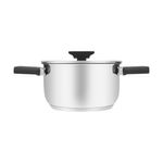 Olla Resto 5,8 Lts Asas Plegables-Tapa Vidrio Templado 24 Cm Induccion  Acero Inox