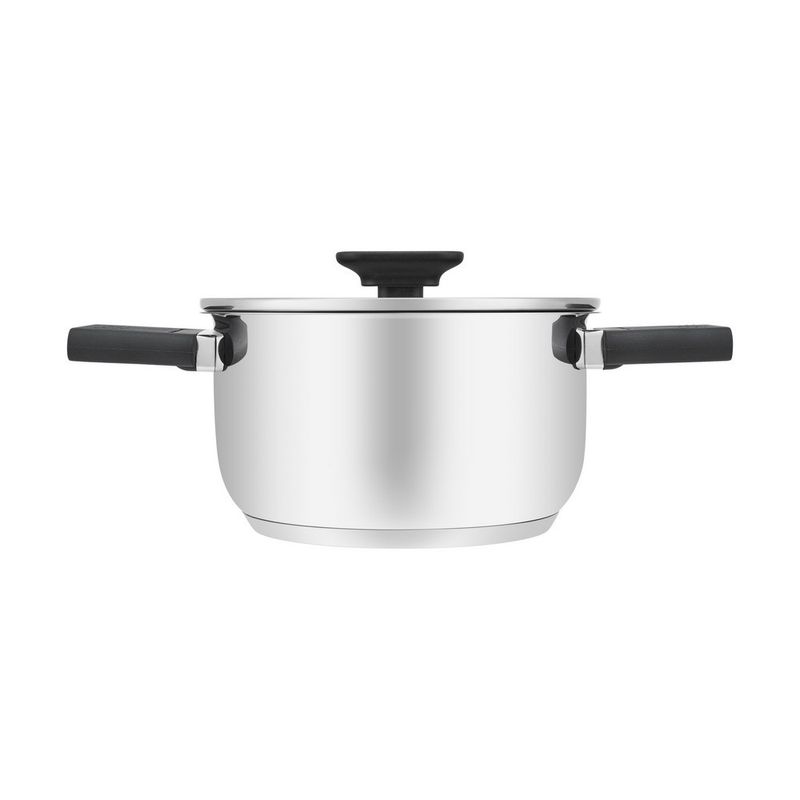 Olla Resto 5,8 Lts Asas Plegables-Tapa Vidrio Templado 24 Cm Induccion  Acero Inox