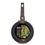 Sarten Resto Antiadh. De Marmol 22cm Ancho 4.4cm Alto Aluminio Forjado-Mango Madera Todo Tipo De Cocina Negro