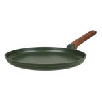 Sarten Crepera Resto Antiadh. 28cm Ancho 2.7 Cm Alto Aluminio-Mango Madera Todo Tipo De Cocina Negro